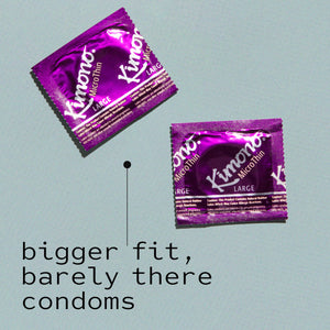 Kimono Microthin Large  Premium Lubricated Natural Latex Condoms  Ultra Thin  Larger Tip Condoms  Veganfriendly  No Latex Odor