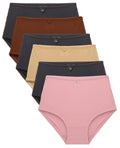 Barbra Lingerie Womens 6 Pack High Waist Cool Feel Brief Underwear Panties Small to 5XL (Medium, Blush)