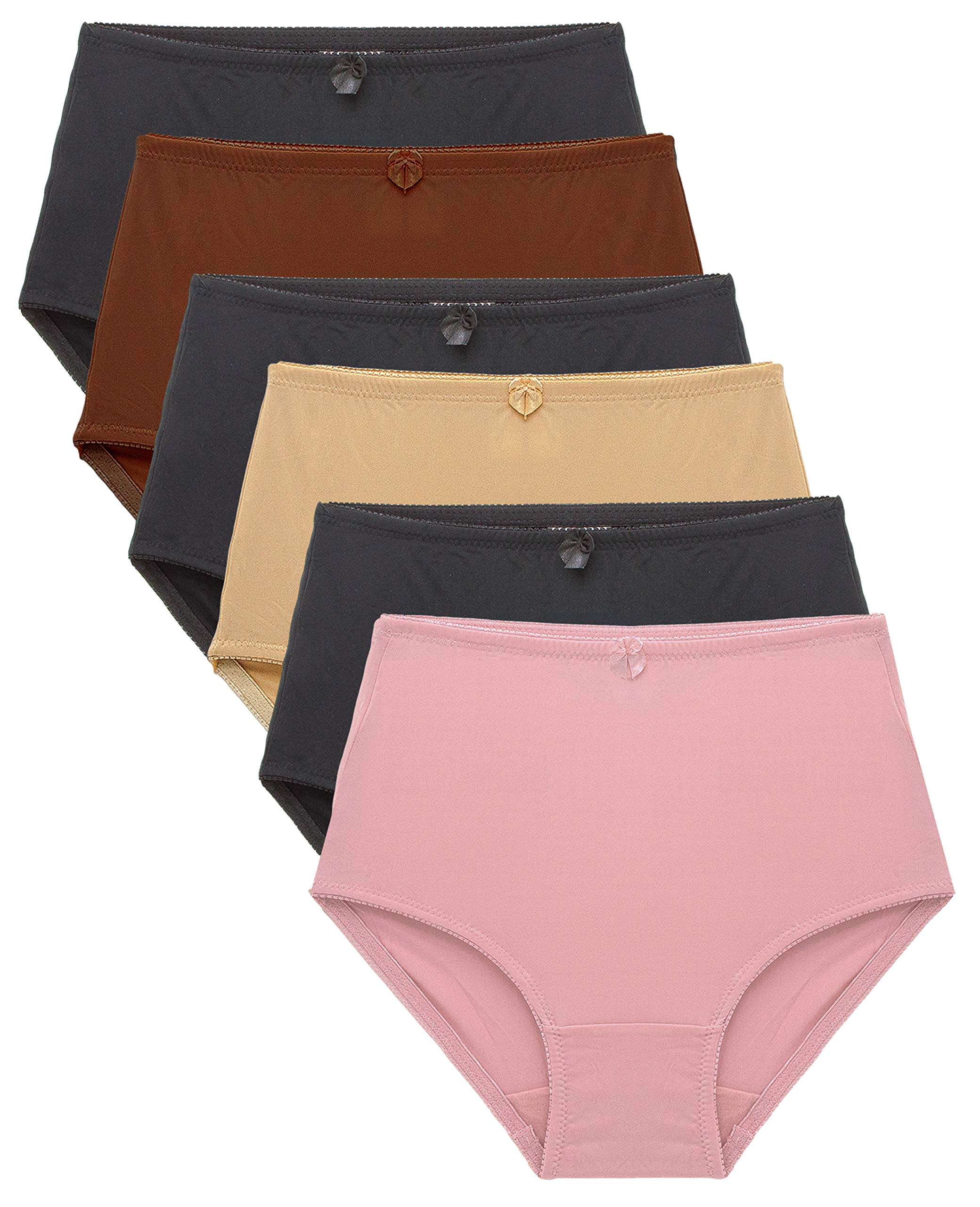 Barbra Lingerie Womens 6 Pack High Waist Cool Feel Brief Underwear Panties Small to 5XL (Medium, Blush)