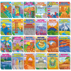 Sinload 72 Pcs Landscape Coloring Book for Adults Bulk Travel Coloring Books for Adults Kids Relaxation Stress Relief mini Drawi