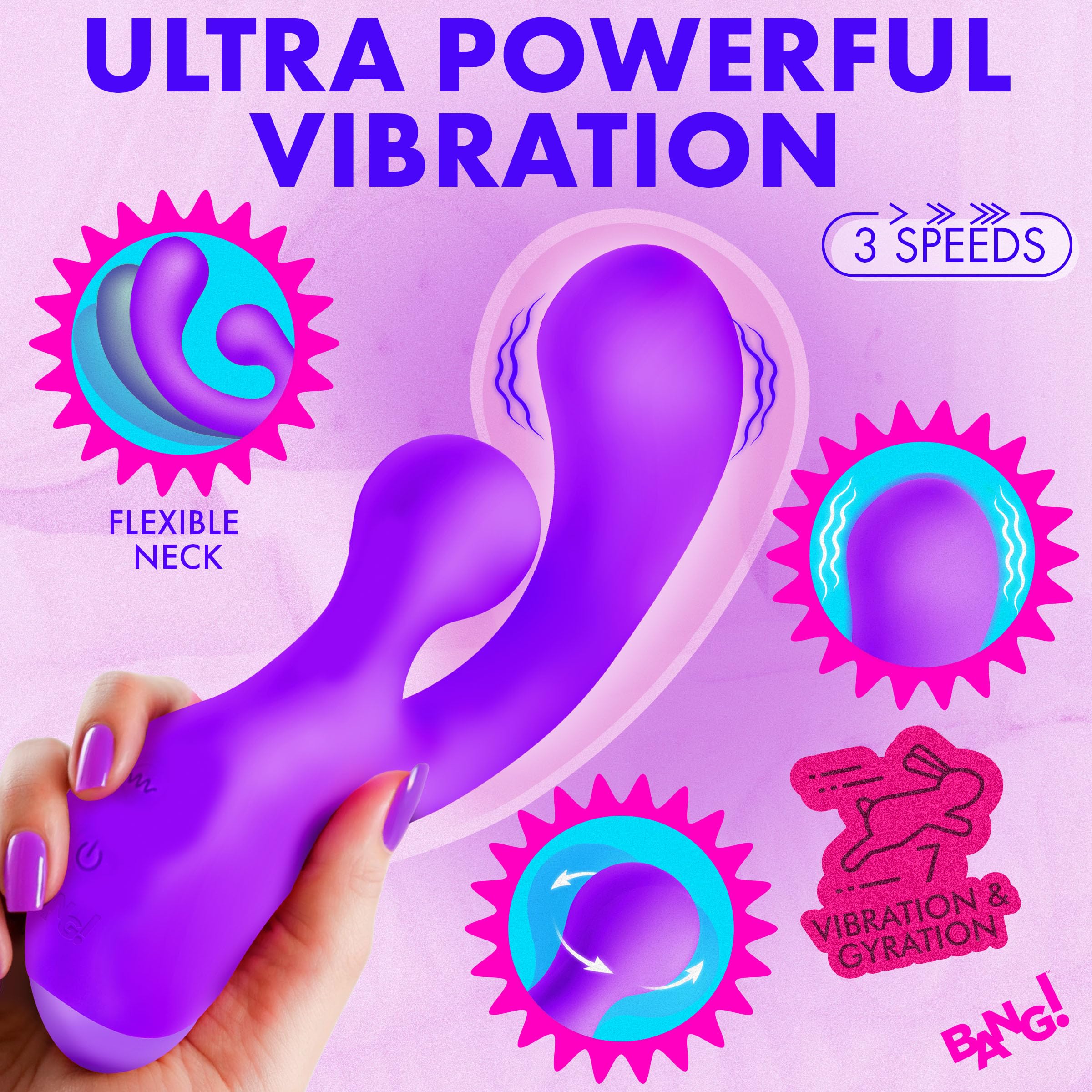 BANG! Gyro Rabbit Silicone Vibrator Purp
