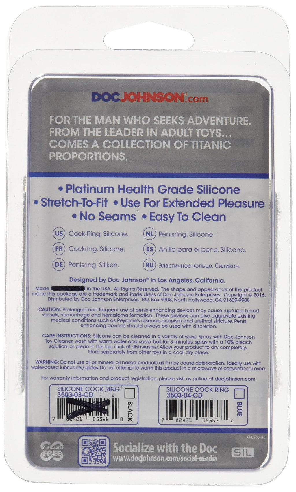 Doc Johnson Titanmen Silicone Cock Rings Double Pack, Blue