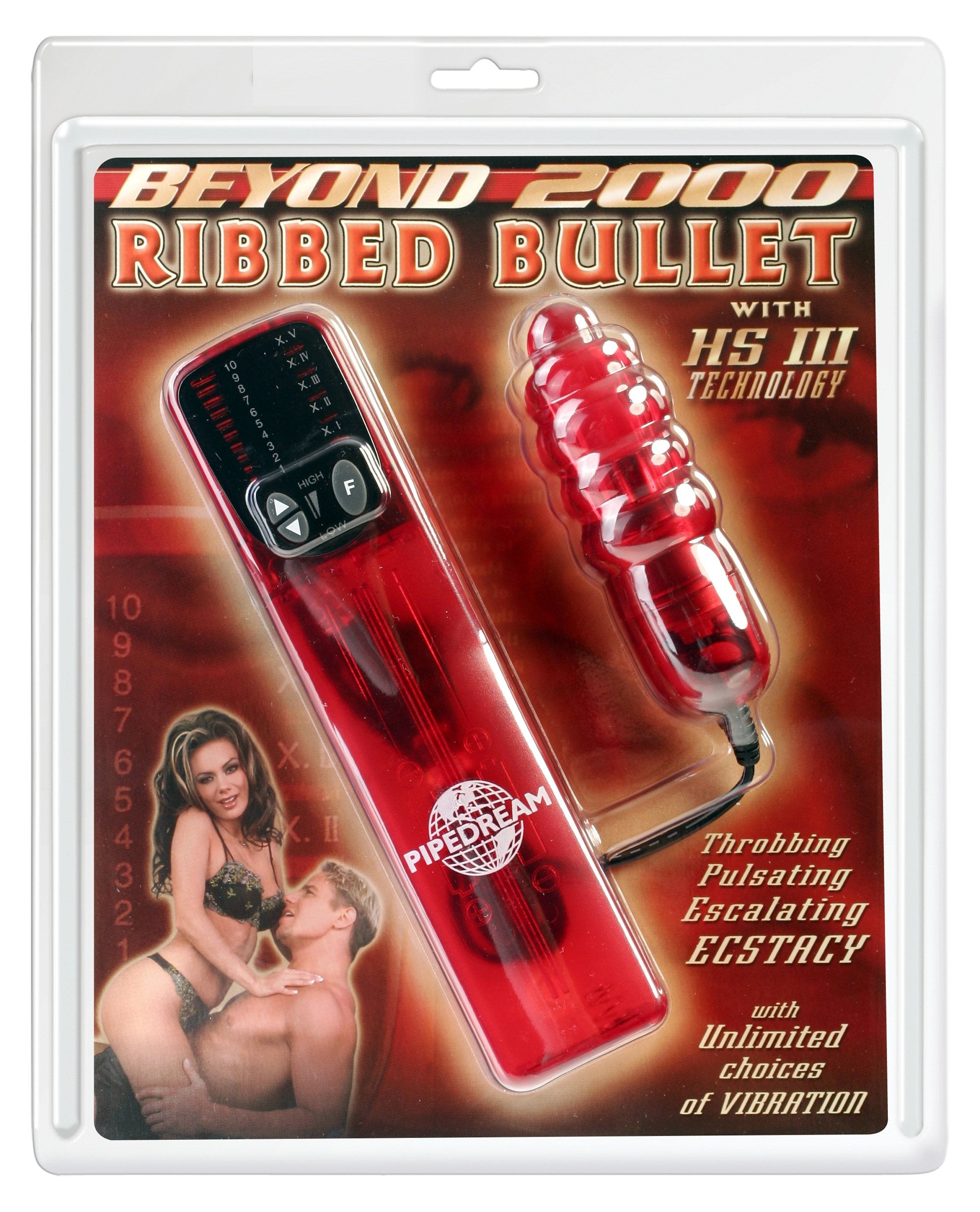Pipedream Beyond 2000 Ribbed Bullet, Red