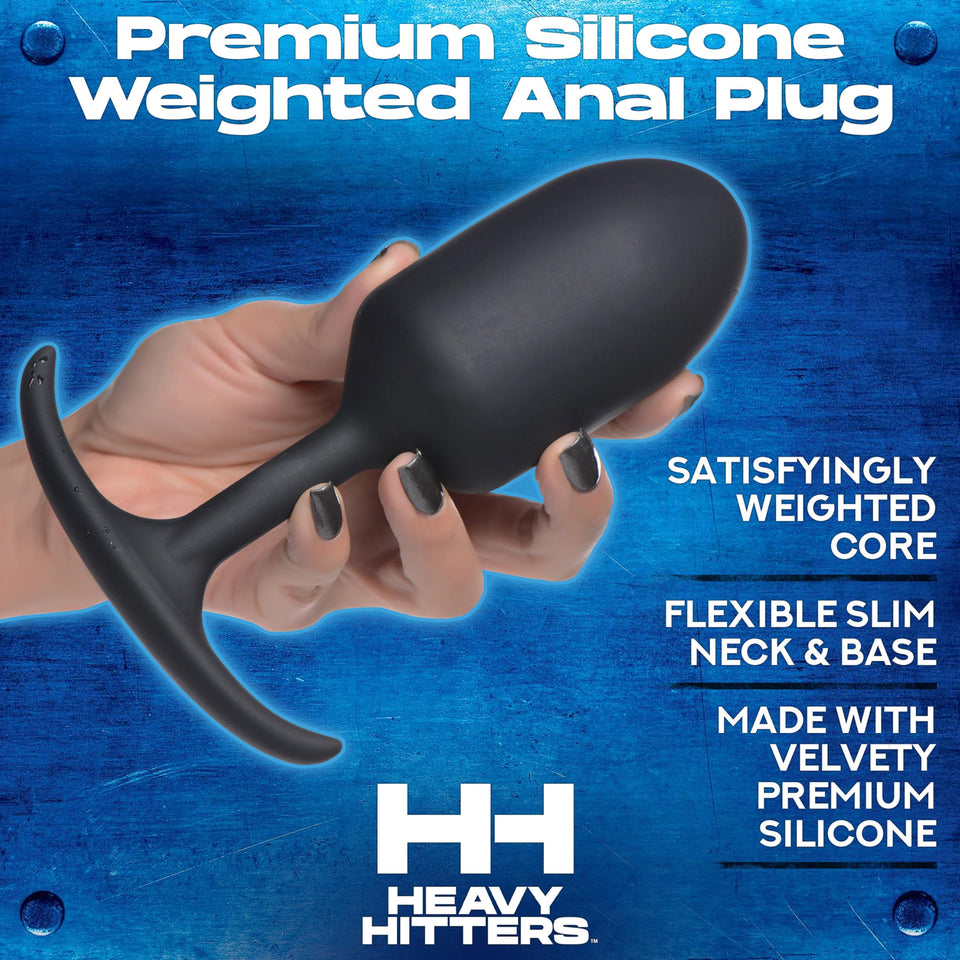 HEAVY HITTERS Premium Silicone Weighted Anal Plug - Extra Large, Black