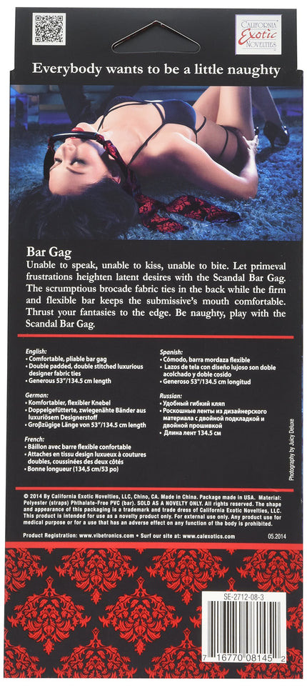 Calexotics Scandal Bar Gag - Bdsm Fetish Play Toy For Couples - Sexy Bondage Restraint Lingerie - Black