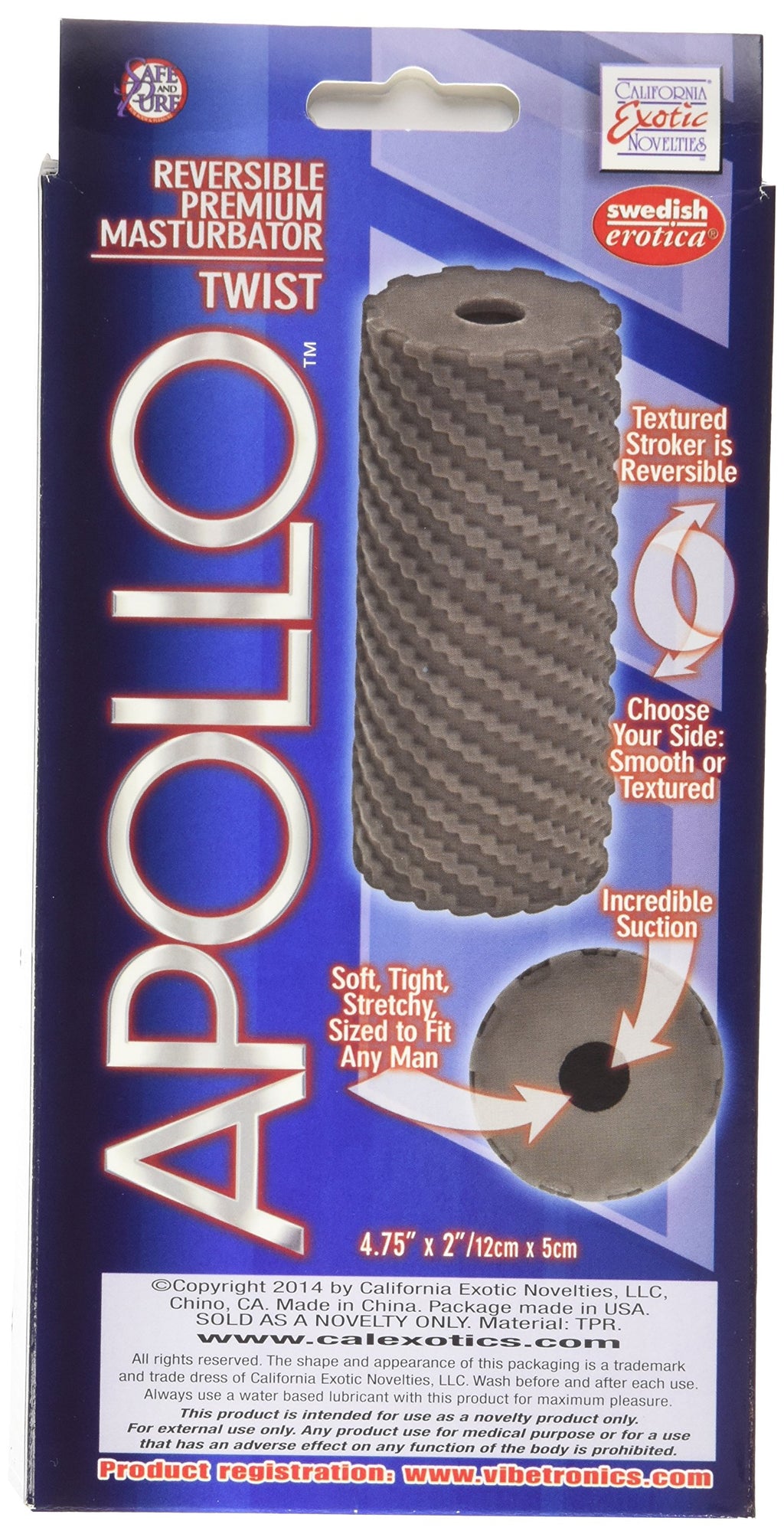 California Exotics Apollo Reversible Masturbator Twist, Grey
