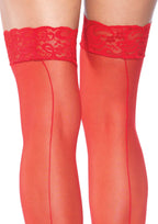 Sheer Lace Top Backseam Thigh Highs