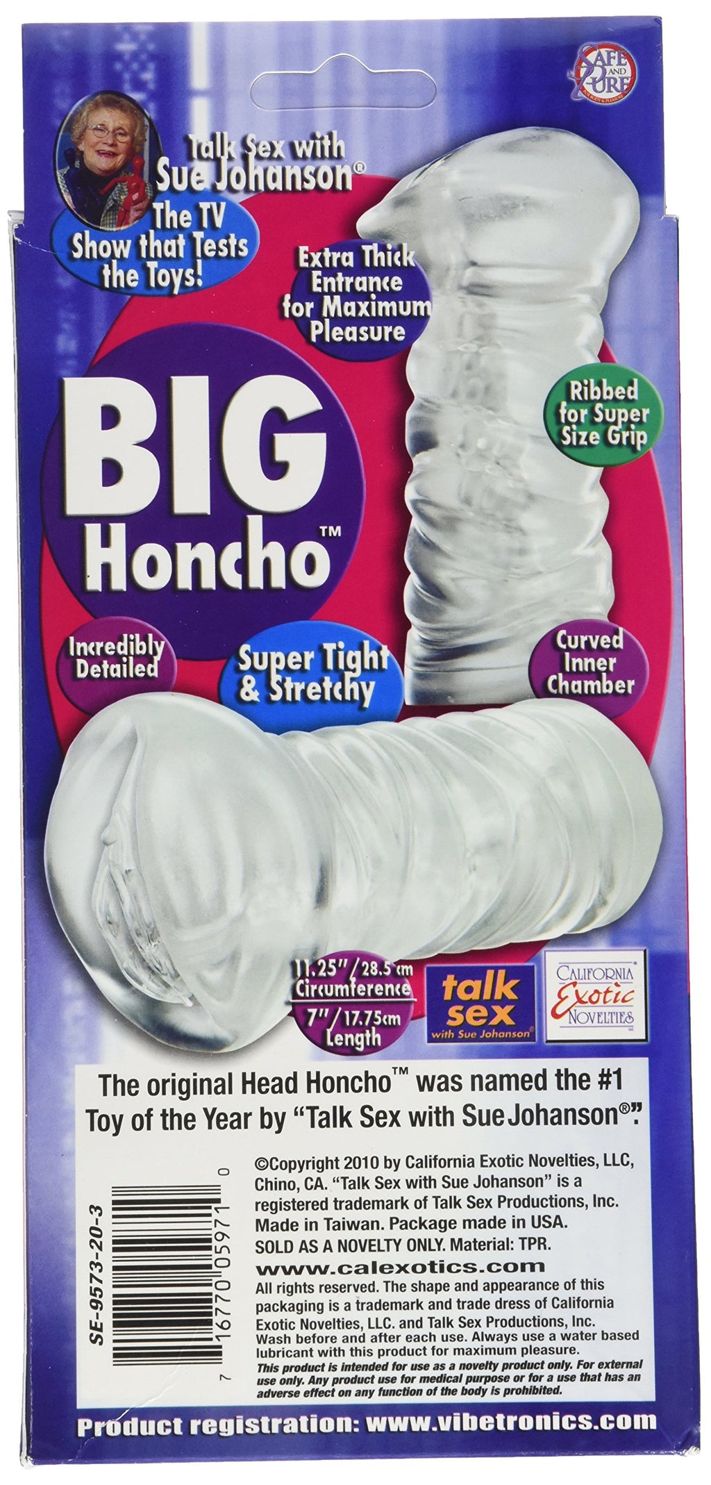 California Exotic Novelties Sue Johansons Big Honcho, Clear