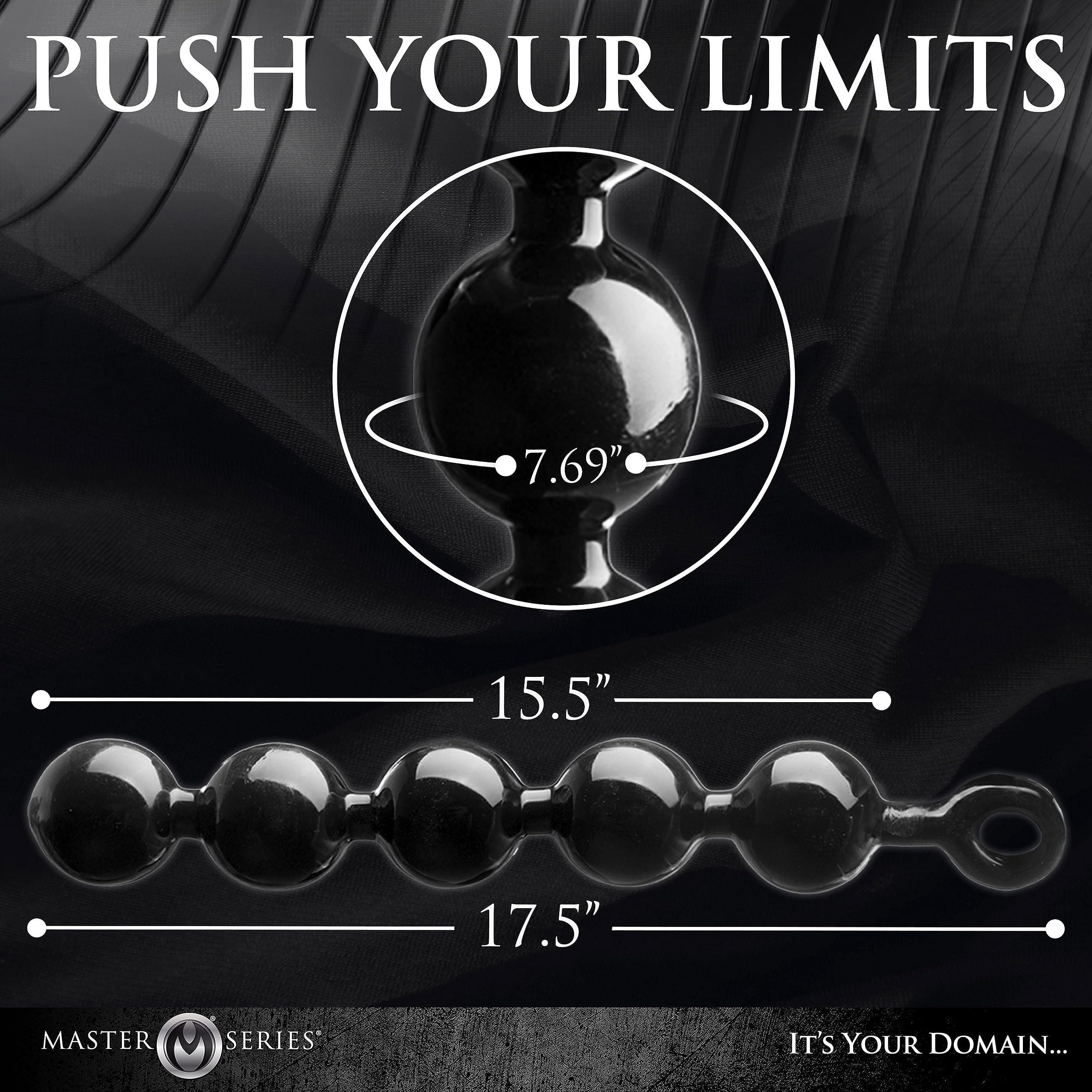 Master Series Black Baller Anal Beads Dildo, Long Black Adult Toys for Men, Women, and Couples, with Pull Ring, Easy to Clean an