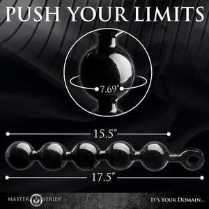 Master Series Black Baller Anal Beads Dildo, Long Black Adult Toys for Men, Women, and Couples, with Pull Ring, Easy to Clean an