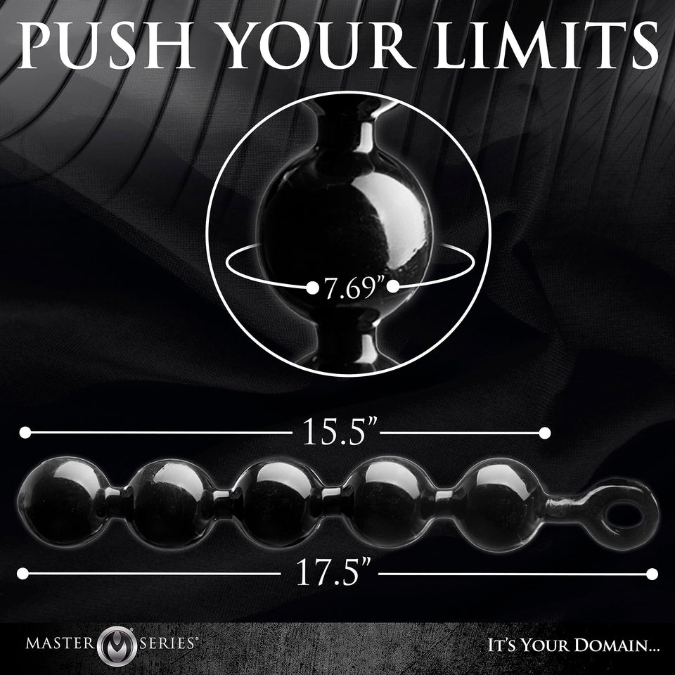 Master Series Black Baller Anal Beads Dildo, Long Black Adult Toys for Men, Women, and Couples, with Pull Ring, Easy to Clean an