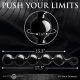 Master Series Black Baller Anal Beads Dildo, Long Black Adult Toys for Men, Women, and Couples, with Pull Ring, Easy to Clean an