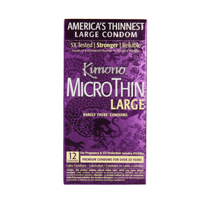 Kimono MicroThin Large  Premium Lubricated Natural Latex Condoms  Ultra Thin  Larger Tip Condoms  VeganFriendly  No Latex Odor