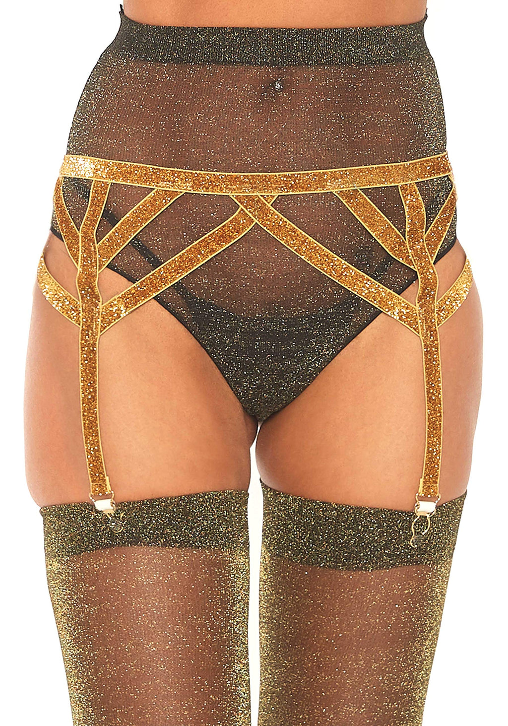 Leg Avenue Shimmer Lurex Elastic Garter B Gold Color
