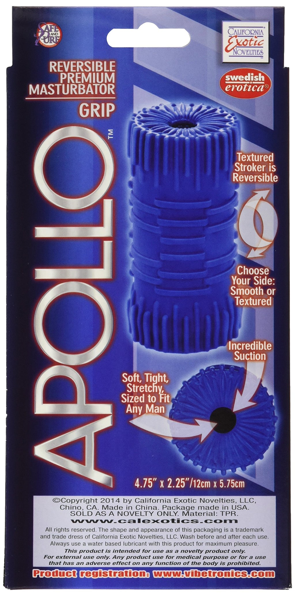 California Exotics Apollo Reversible Masturbator Grip, Blue