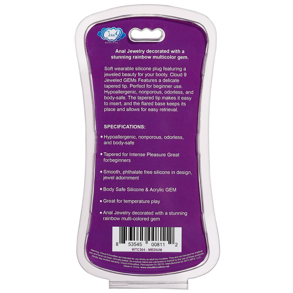 Cloud 9 Novelties Cloud 9 Novelties Gems Silicone Anal Plug, Medium