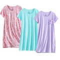 PNAEONG Womens Cotton Nightgown Sleepwear Short Sleeves Shirt Casual Print Sleepdress SY003-Paisley+C Fly+C Purple-2XL