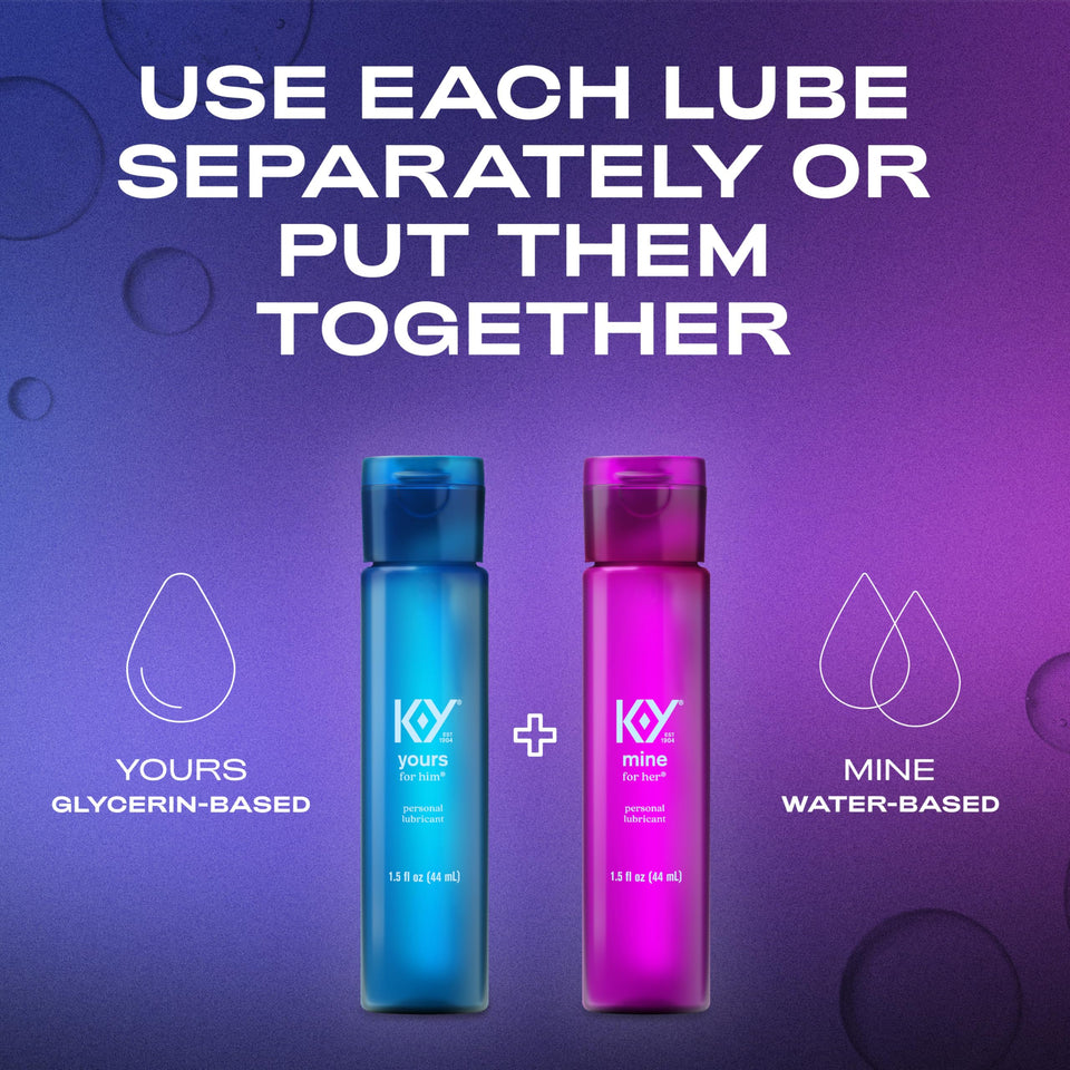 K-Y Yours + Mine Couples Lubricant Adult Toy Friendly Personal Lubricant & Intimate Gel For Couples Men Women Sex Lube Clear 2 X 1.5 Fl Oz 2 Count (Pack Of 1)