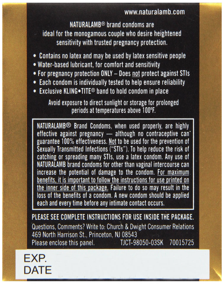 Trojan Naturalamb Condom Lubricated Natural Skin, 3 Count, Pack of 2