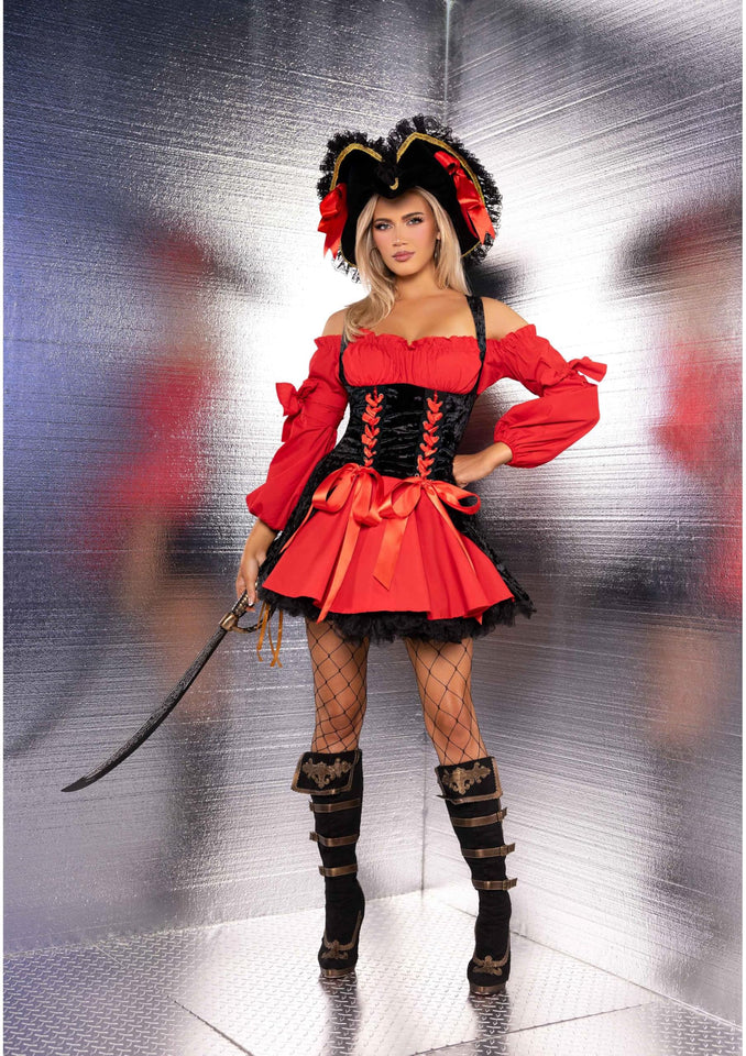 Leg Avenue Women'S Vixen Pirate Wench Costume, Red/Black, X-Large