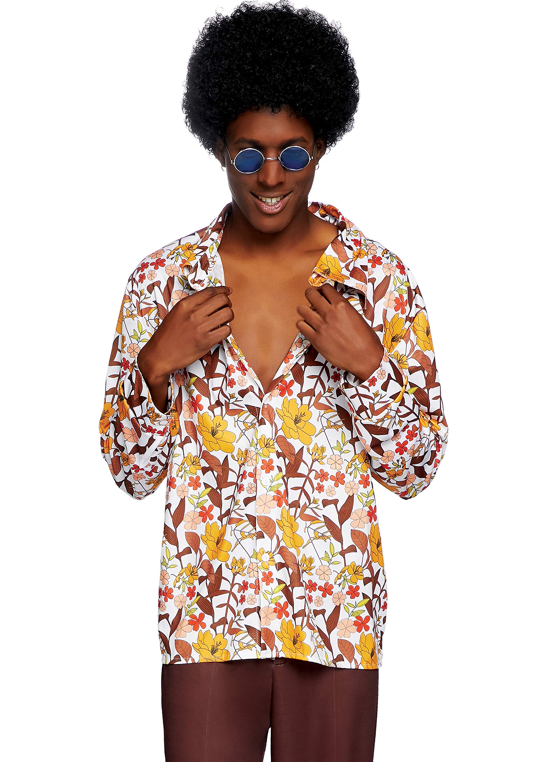Leg Avenue Mens 70S Floral Shirt. Multicolor Color
