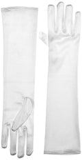 MUSIC LEGS Womens Elbow Length Satin Gloves, White, One Size