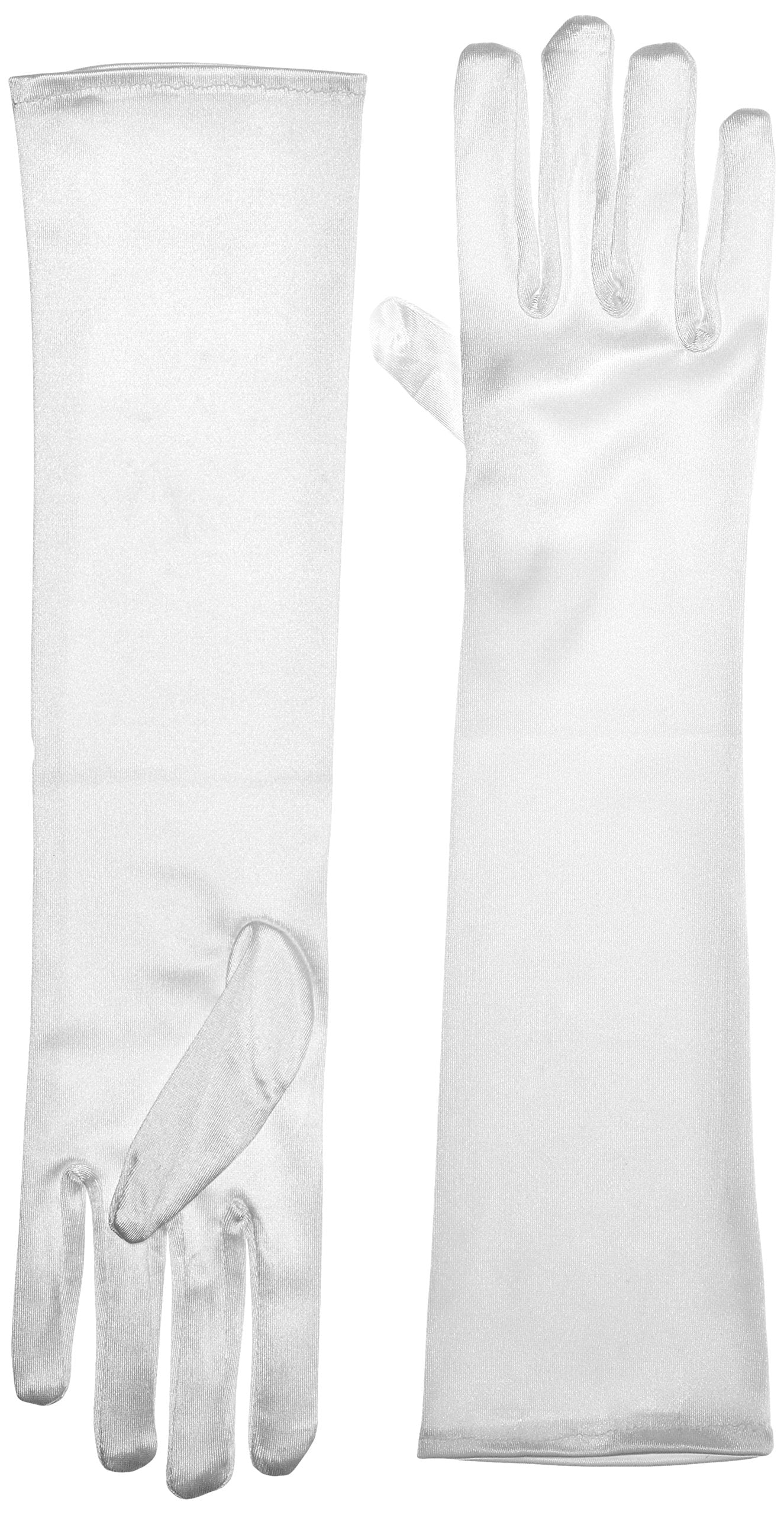 MUSIC LEGS Womens Elbow Length Satin Gloves, White, One Size