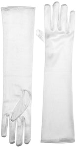 MUSIC LEGS Womens Elbow Length Satin Gloves, White, One Size