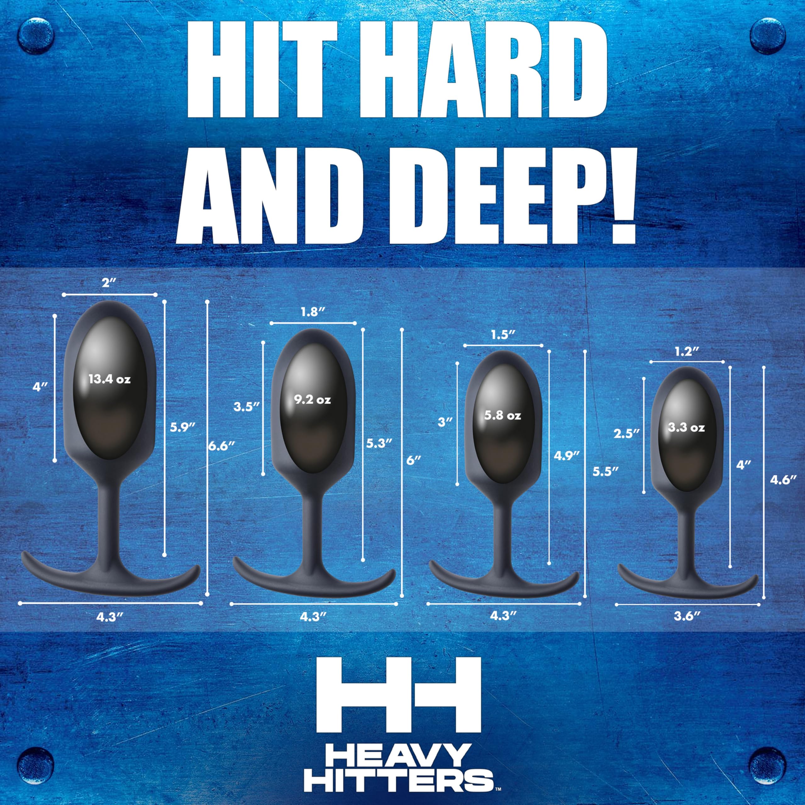 HEAVY HITTERS Premium Silicone Weighted Anal Plug - Extra Large, Black