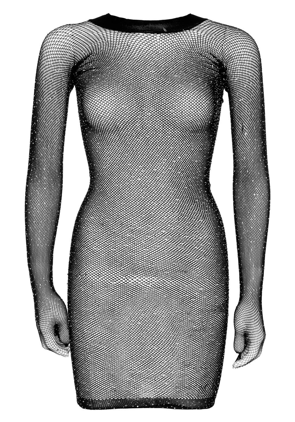 Rhinestone Fishnet Gloved Mini