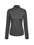 Kindcall Women   s Slim Fitted Mock Turtleneck Tops Long Sleeve Lightweight Base Layer Shirts (Dark Grey, Small)