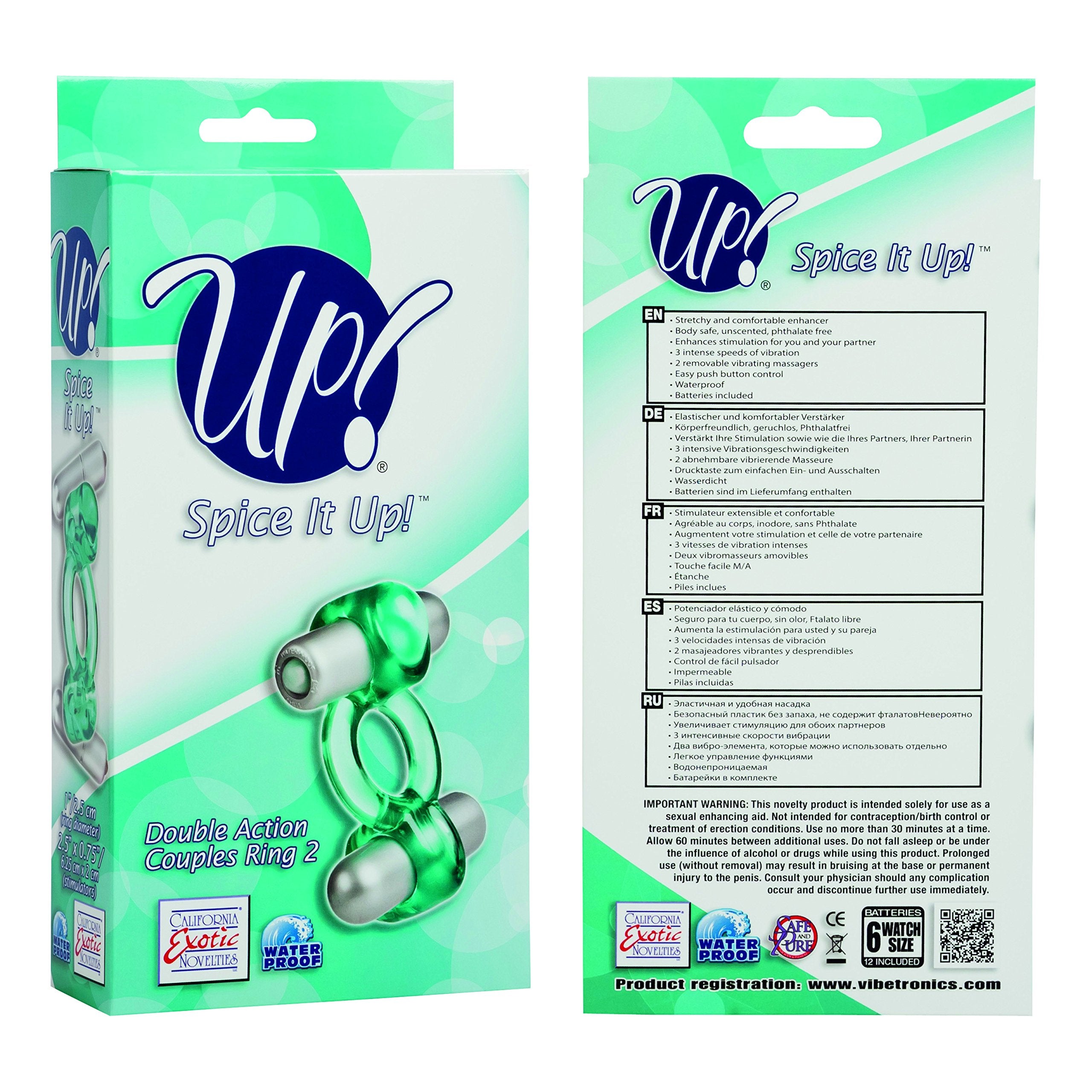 California Exotic Novelties Up Spice It Up Double Action Couples Ring 2, Green