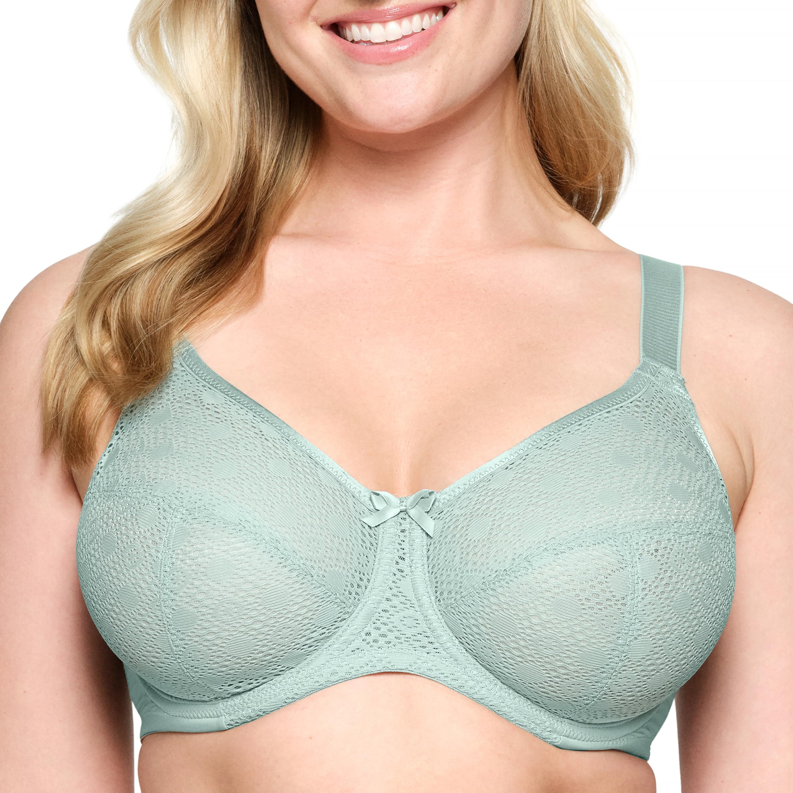 Full Figure Plus Size Lace Comfort Wonderwire Bra Underwire #9855 Jade