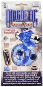 California Exotic Novelties Magnetic Power Ring Power Jag Double Ring, Blue