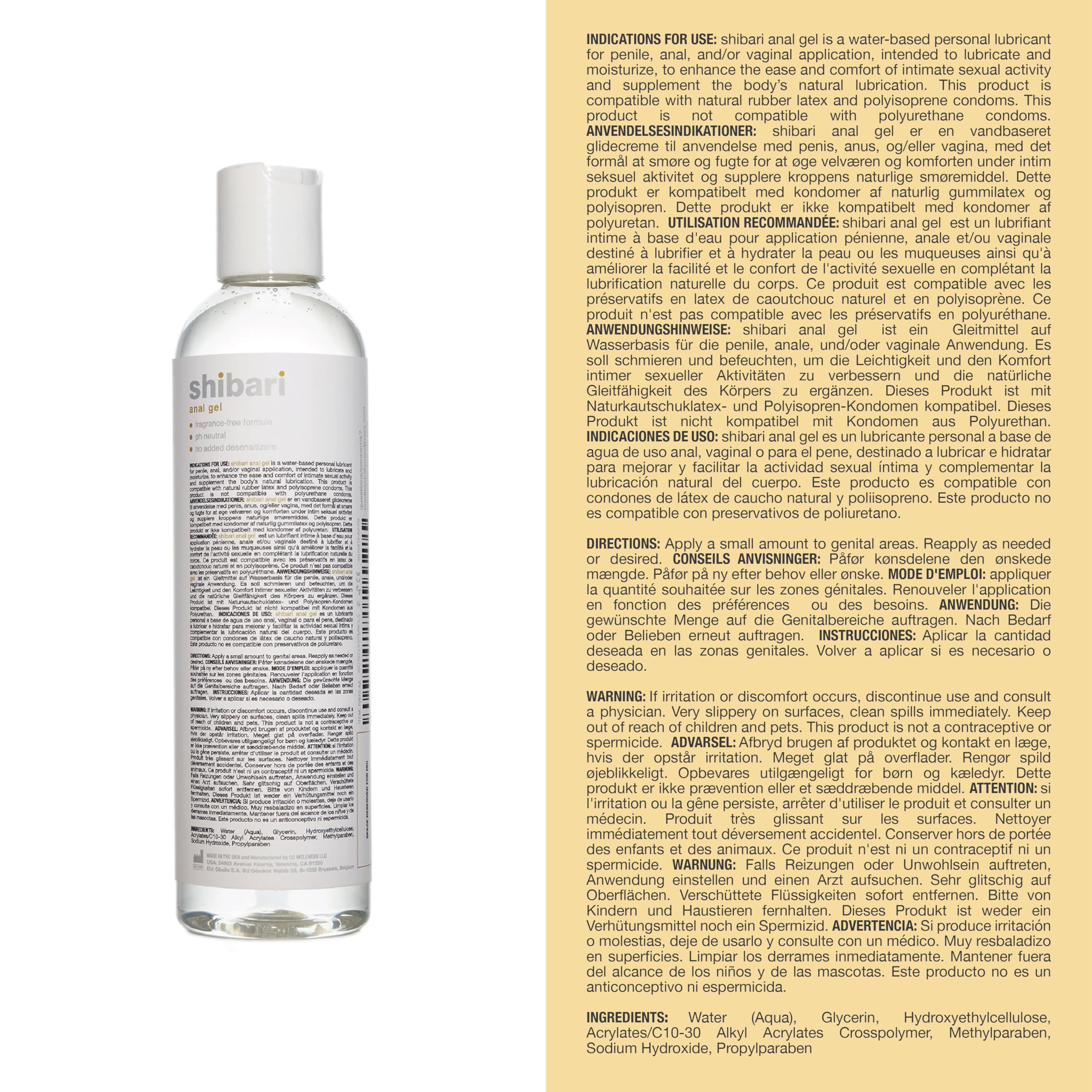 Shibari Premium Lubricant, Personal Lube for Women, Men, and Couples (8 Fl Oz (Pack of 1), Triton Anal Gel)