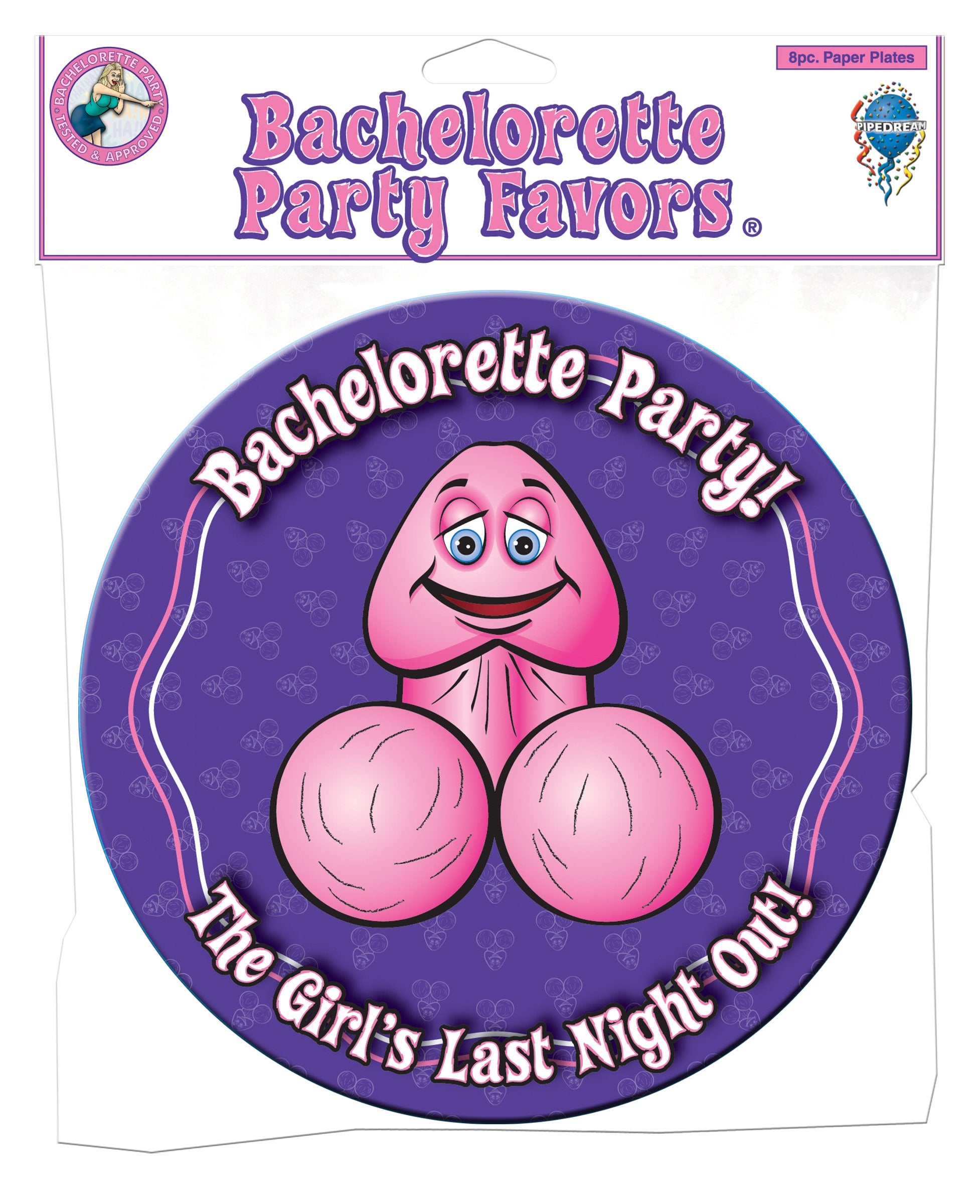 Pipedream Bachelorette Party Paper Pecker Plates (Pack Of 8)