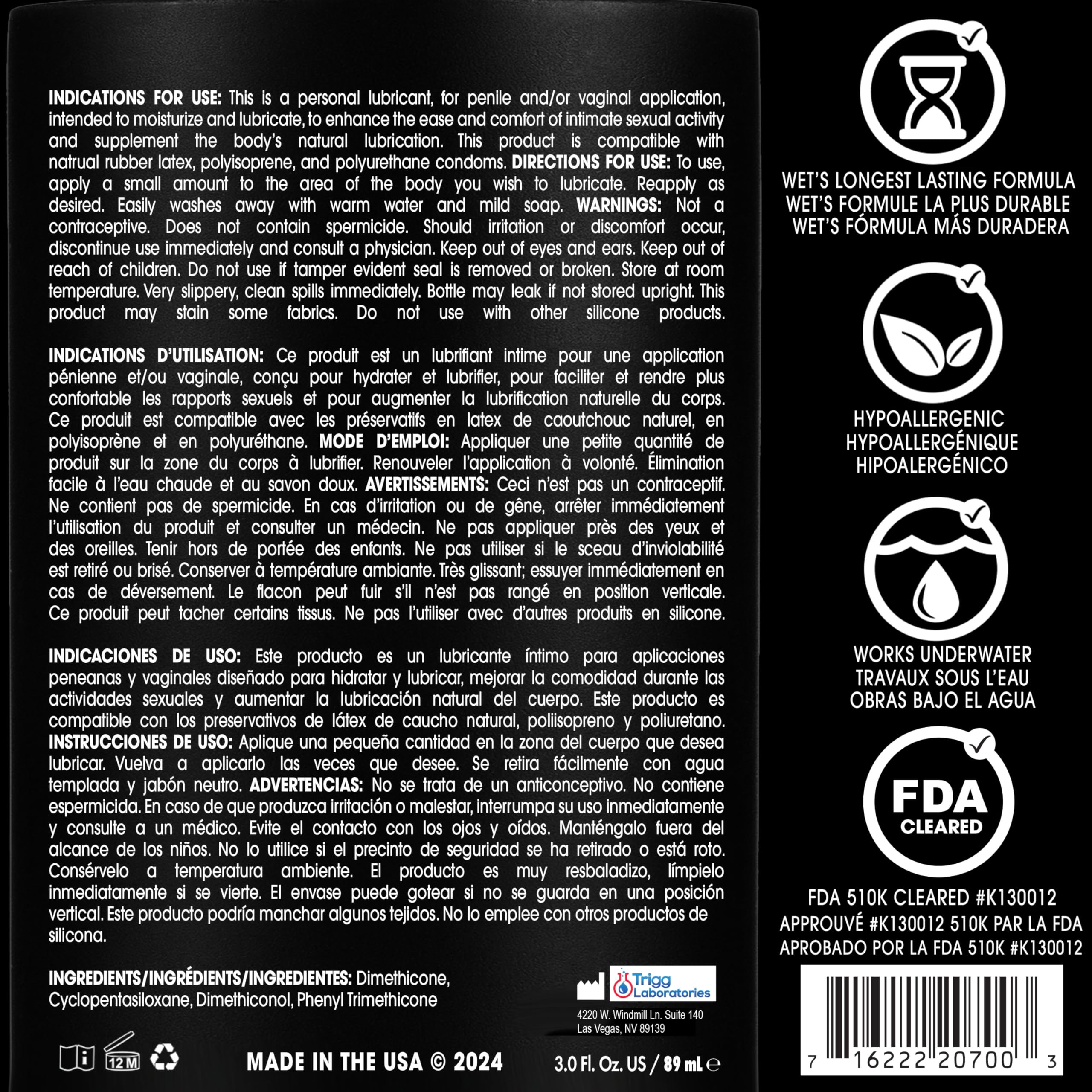 Wet Platinum Silicone-Based Lube for Men, Women & Couples, 3 Fl Oz - Ultra Long-Lasting & Water-Resistant Premium Personal Lubri