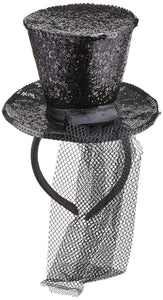 Mini Top Hat On Headband - Black