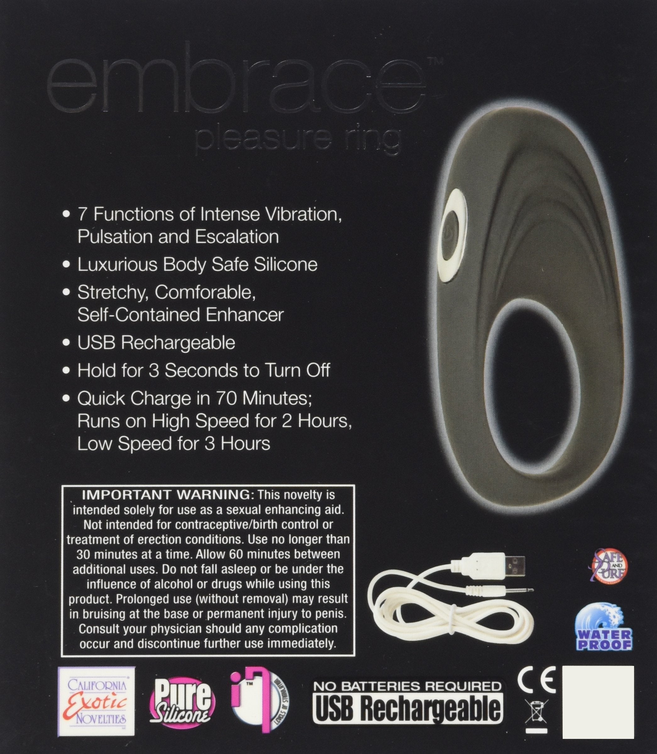 California Exotic Novelties Embrace Pleasure Rings, Gray