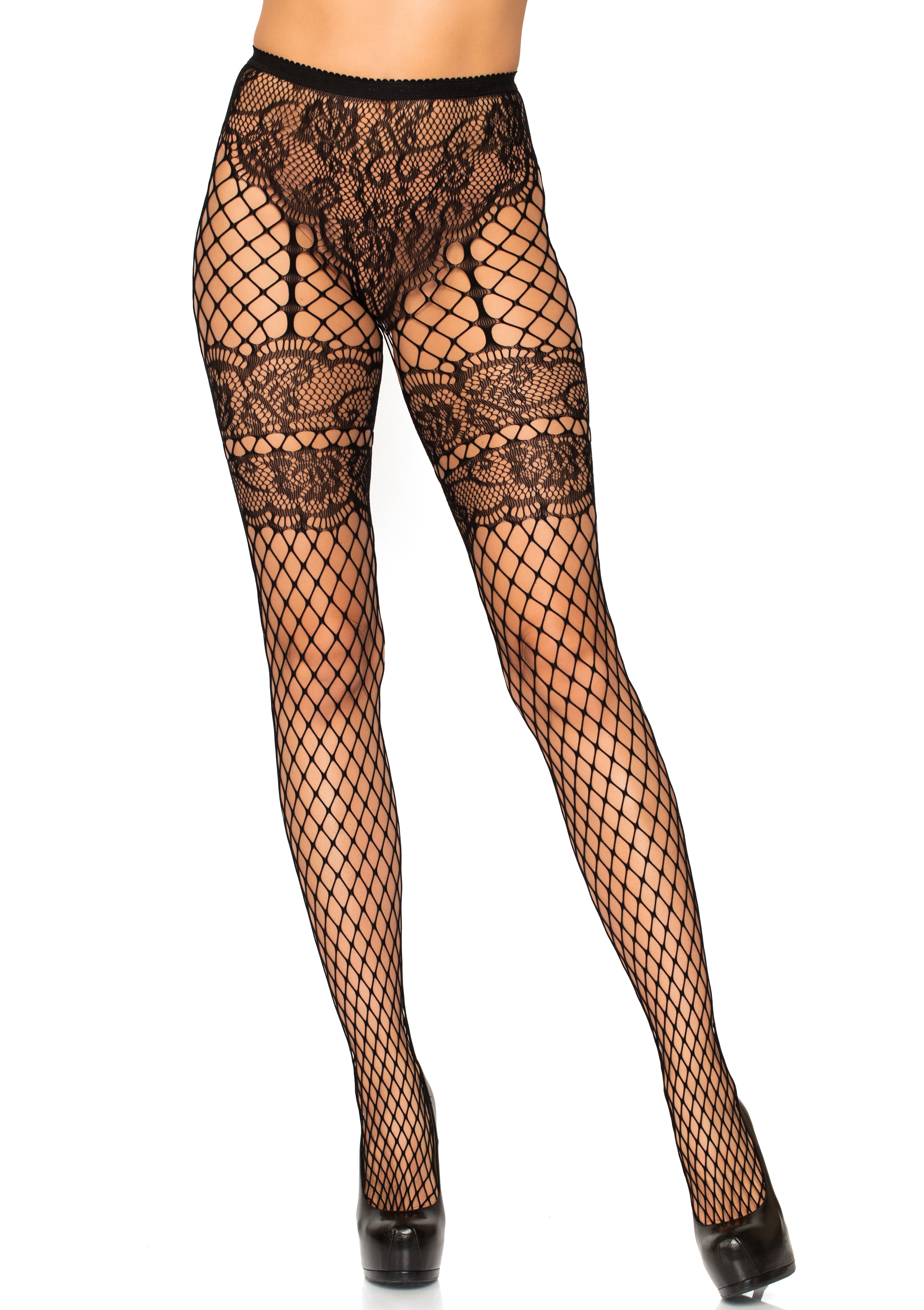 Leg Avenue Lace French cut faux garter In Black Color
