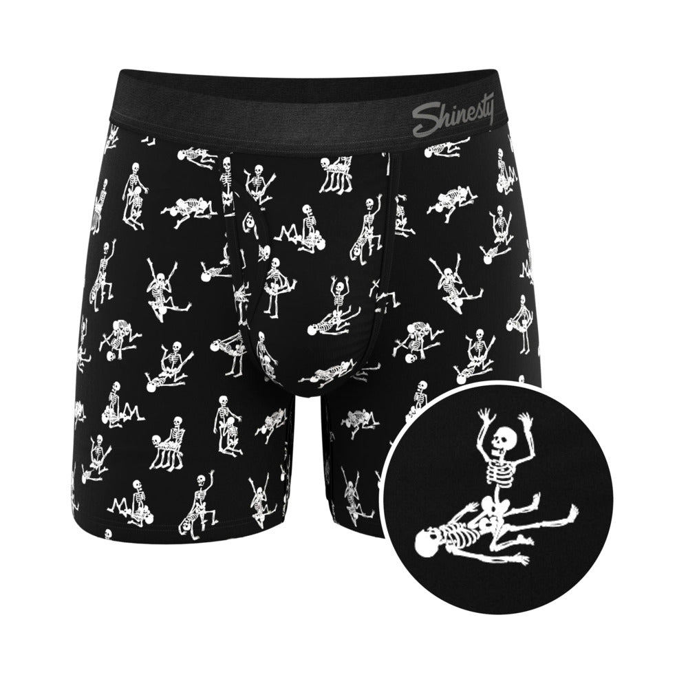 Shinesty The Bare Back Bones Glow-In-The-Dark Skeletons Ball Hammock Pouch Underwear With Fly Xl