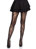 Seamless chantilly floral lace tights.