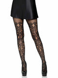 Floral vine net pantyhose O/S