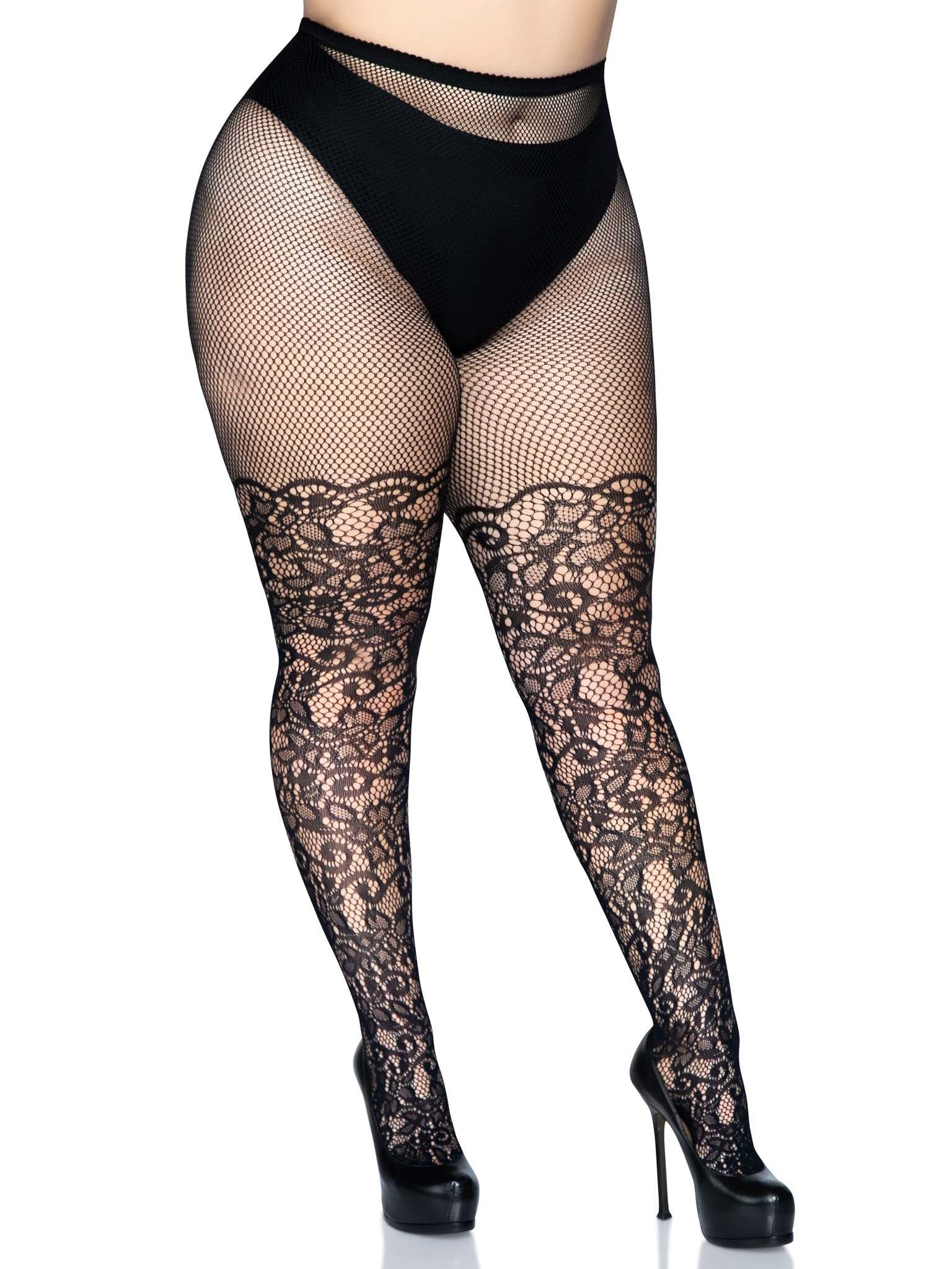 Plus Size Floral vine net pant