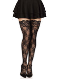 Stay up floral lace thigh highs O/S BLACK