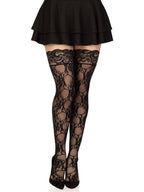 Stay up floral lace thigh highs O/S BLACK