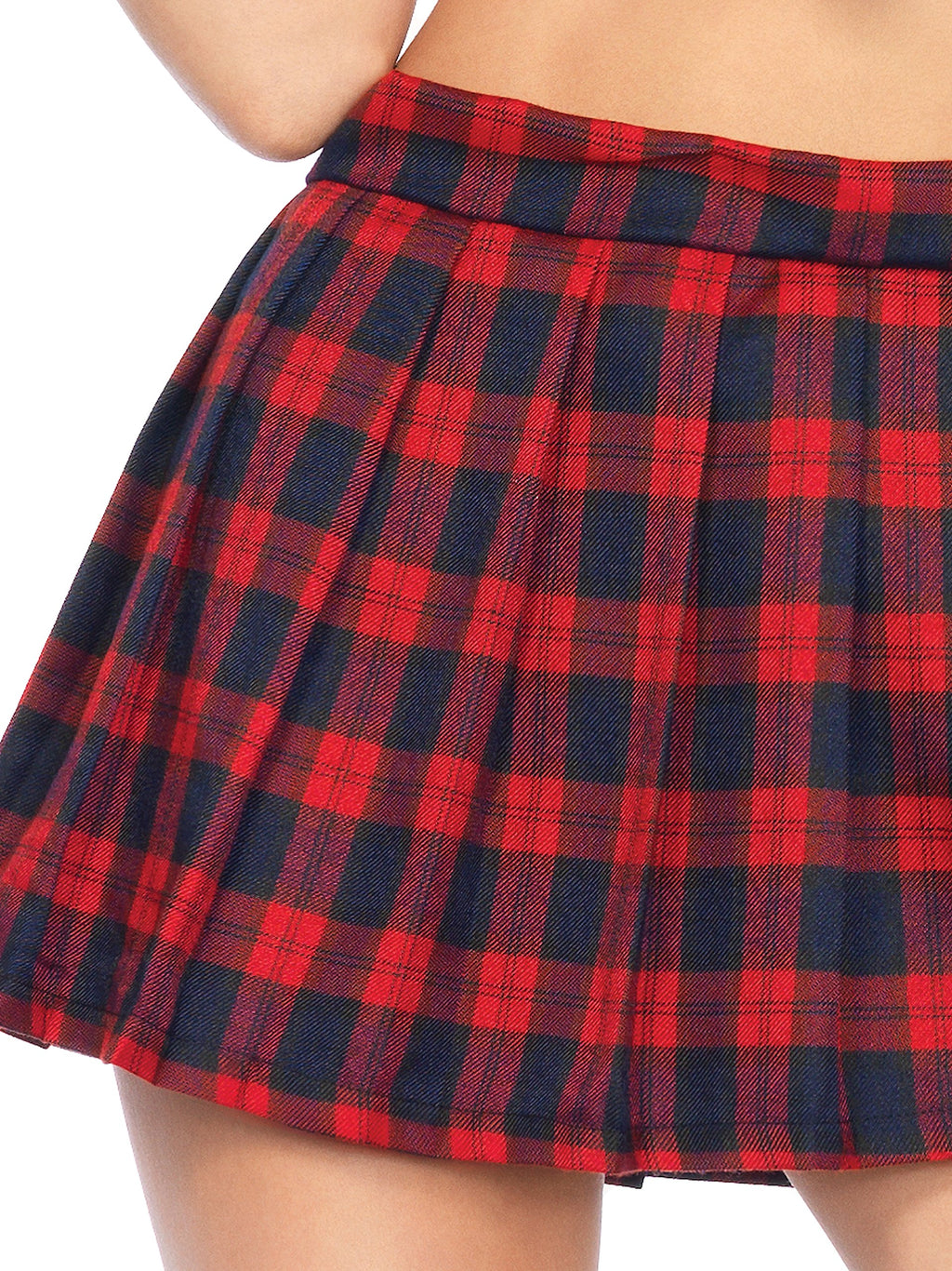 2 Pc Classic School Girl Costume, Includes Tie Front Top And Plaid Wrap Skirt With Velcro Closure