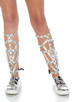 Iridescent studded shin guards