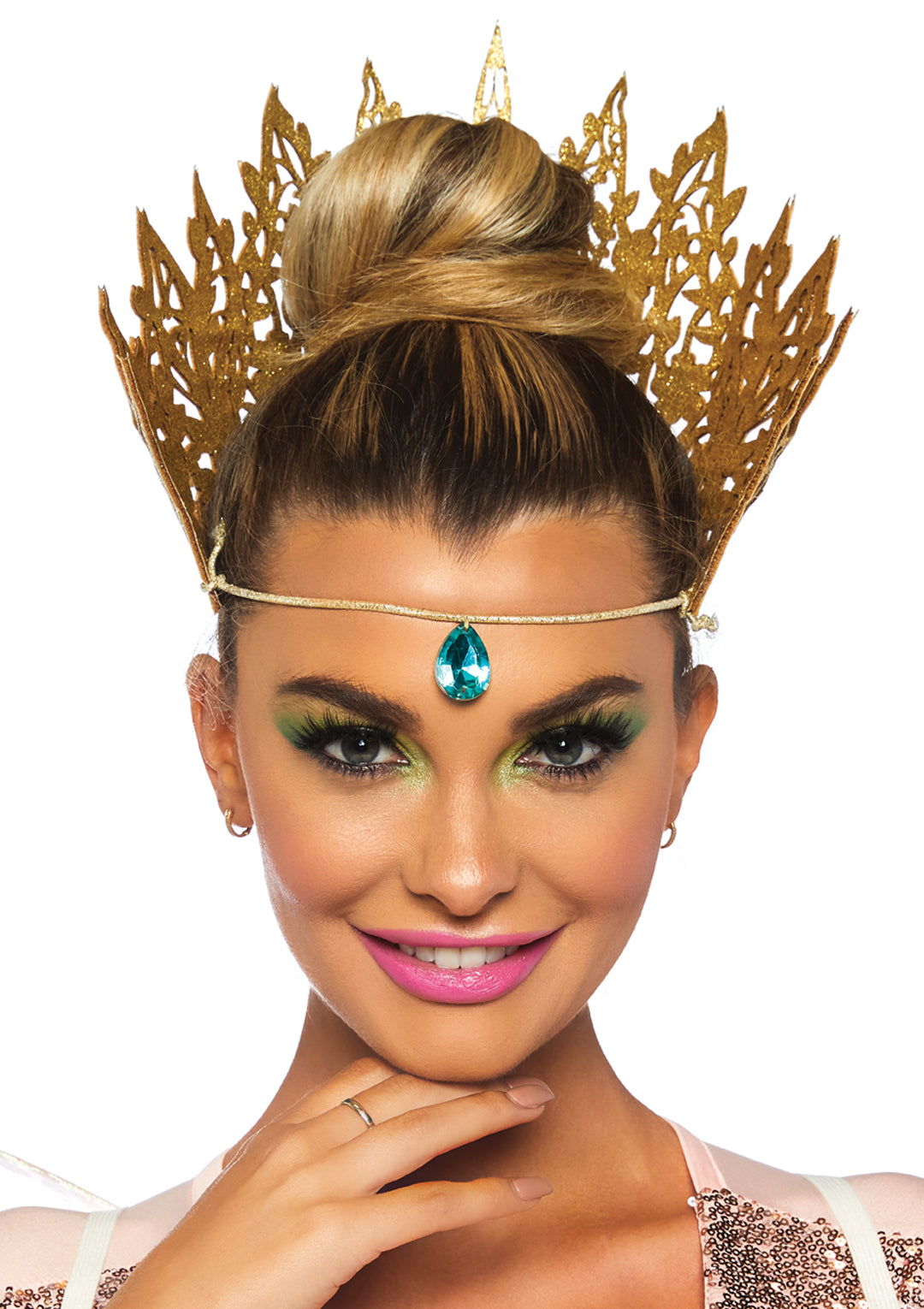 Leg Avenue Glitter die cut crown with jew Gold Color