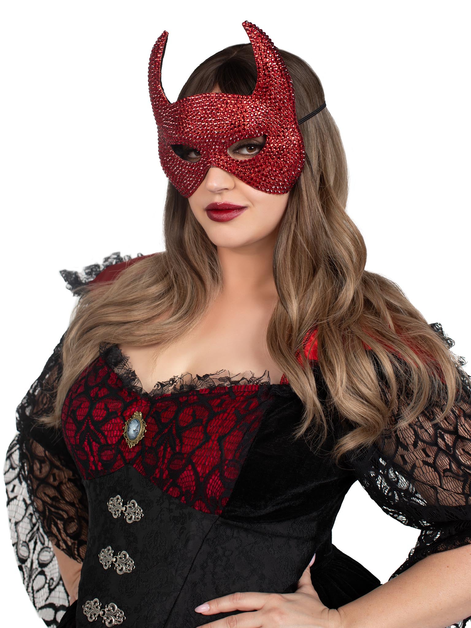 Rhinestone devil mask.